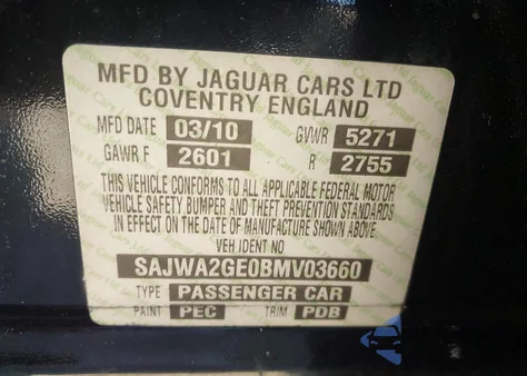 2011 Jaguar Xj Xjl Supercharged from USA, damaged, VIN SAJWA2GE0BMV03660